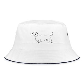 Dachshund Dachshund One Line Art - Bucket Hat - white/navy - Front