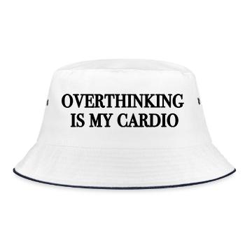 OverthinkingIsMyCardio Shirt–Funny Anxiety Humor - Bucket Hat - Weiß/Navy - Vorne