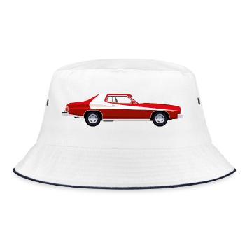 Red Retro American Car - Bucket Hat - white/navy - Front