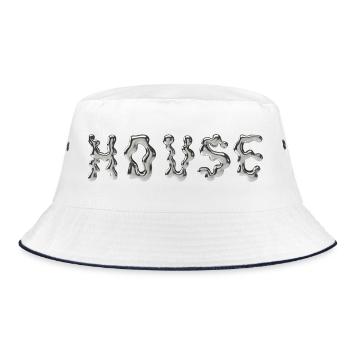 House Rave outfit - chrome haut house music  - Bob - blanc/marine - Devant