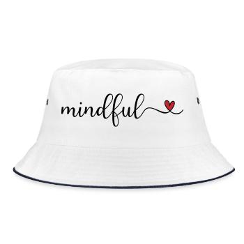 mindful cute design with a heart - Bucket Hat - white/navy - Front