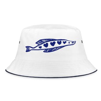 HEART FISH - Bucket Hat - white/navy - Front