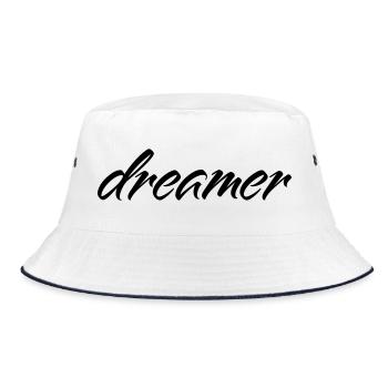 Dreamer Minimalist Saying T-Shirt - Bucket Hat - white/navy - Front