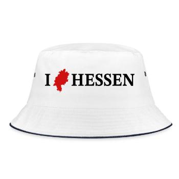 I love Hessen Bundesland Deutschland - Bucket Hat - Weiß/Navy - Vorne