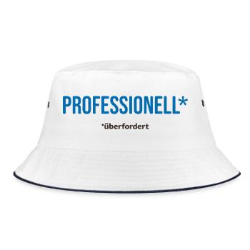 Professionell überfordert – lustiger Spruch - Bucket Hat - Weiß/Navy - Vorne