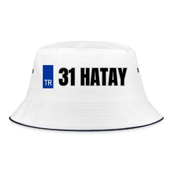 31 Hatay Kennzeichen | Türkisches Kennzeichen - Bucket Hat - Weiß/Navy - Vorne