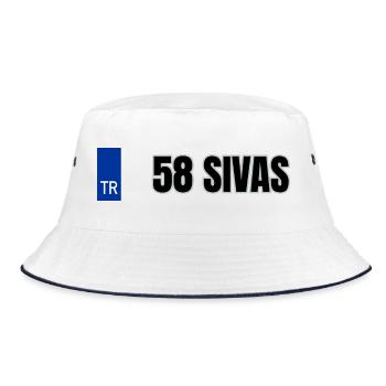 58 Sivas Kennzeichen | Türkisches Kennzeichen - Bucket Hat - Weiß/Navy - Vorne