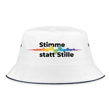 Stimme statt Stille Pride CSD Tonwelle Regenbogen - Bucket Hat - Weiß/Navy - Vorne