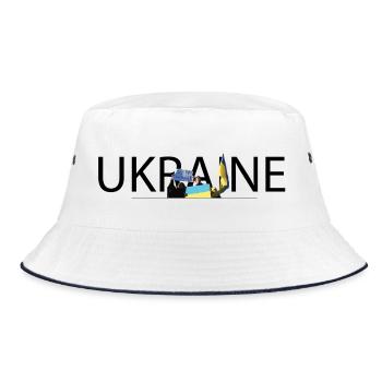 Ukraine Unity Protest Collage - Bucket Hat - white/navy - Front
