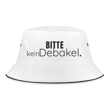 Bitte kein Debakel – Humorvolles Statement Design - Bucket Hat - Weiß/Navy - Vorne