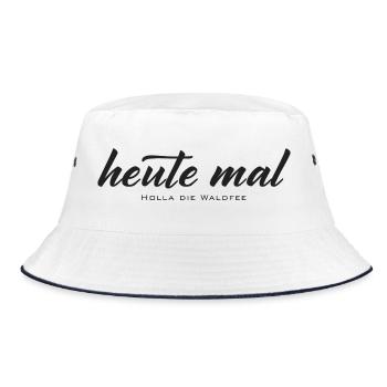 heute mal – Holla die Waldfee Typografie Design - Bucket Hat - Weiß/Navy - Vorne