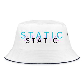 Static – Minimalist Glitch Typography Design - Bucket Hat - white/navy - Front