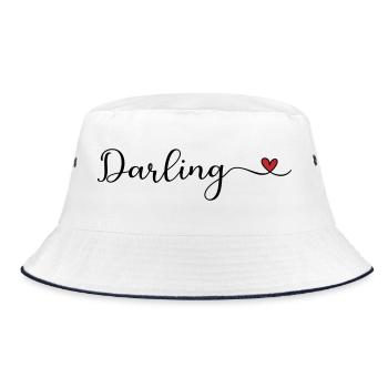 Darling Herz Typographie - Bucket Hat - Weiß/Navy - Vorne