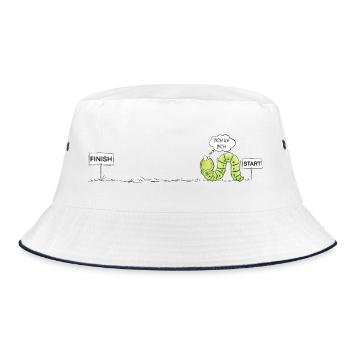 Inchworm Wurm Motivation Schritt für Schritt Humor - Bucket Hat - Weiß/Navy - Vorne
