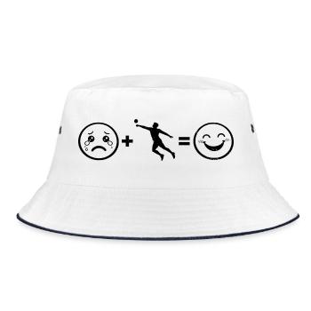 Geschenkidee für einen Faustball-Fan mit Faustball - Bucket Hat - Weiß/Navy - Vorne