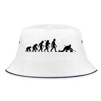 Curling Evolution Für Curler Curlingspieler - Bucket Hat - Weiß/Navy - Vorne