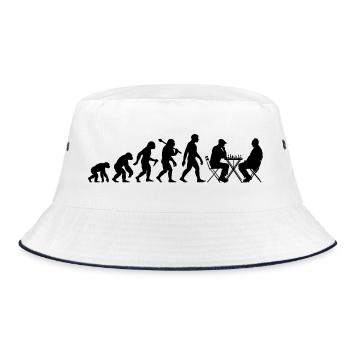 Schach Schachspieler Evolution mit Schachbrett - Bucket Hat - Weiß/Navy - Vorne