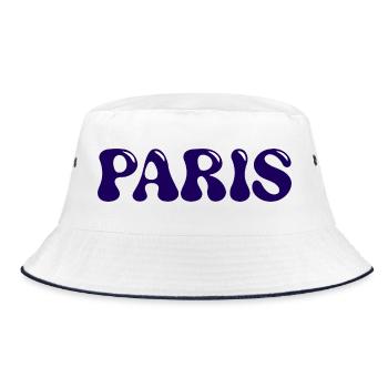 Pariser Glänzende Marineblaue Patentbriefe - Bucket Hat - Weiß/Navy - Vorne
