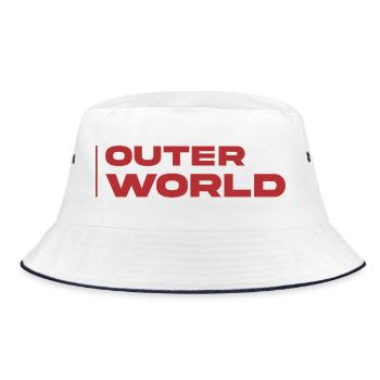 Outer World Retro Typo - Bucket Hat - Weiß/Navy - Vorne