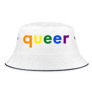 Queer Simple - Bucket Hat - Weiß/Navy - Vorne