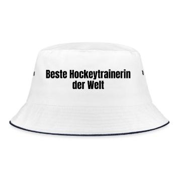 Beste Hockeytrainerin der Welt Hockey Geschenk - Bucket Hat - Weiß/Navy - Vorne