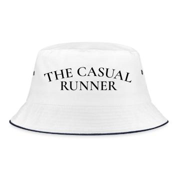 Der Casual Runner – Laufclub-Ästhetik - Bucket Hat - Weiß/Navy - Vorne