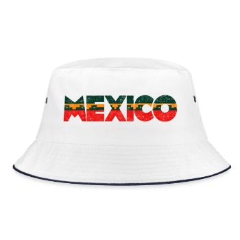 Mexico Retro Shirt - Bucket Hat - Weiß/Navy - Vorne