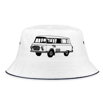 Barkas , Ostalgie , DDR Kult , Oldtimer (25) - Bucket Hat - Weiß/Navy - Vorne