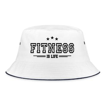 Fitness ist das Leben II - Bucket Hat - Weiß/Navy - Vorne