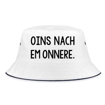Oins nach em onnere Badisch Dialekt - Bucket Hat - Weiß/Navy - Vorne