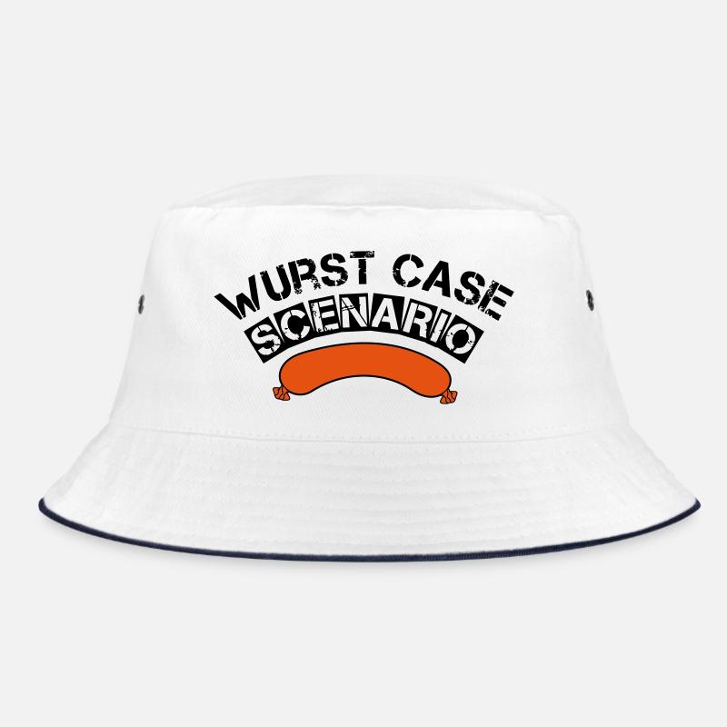 Wurst case scenario grillen BBQ Griller Geschenk - Bucket Hat - Weiß/Navy