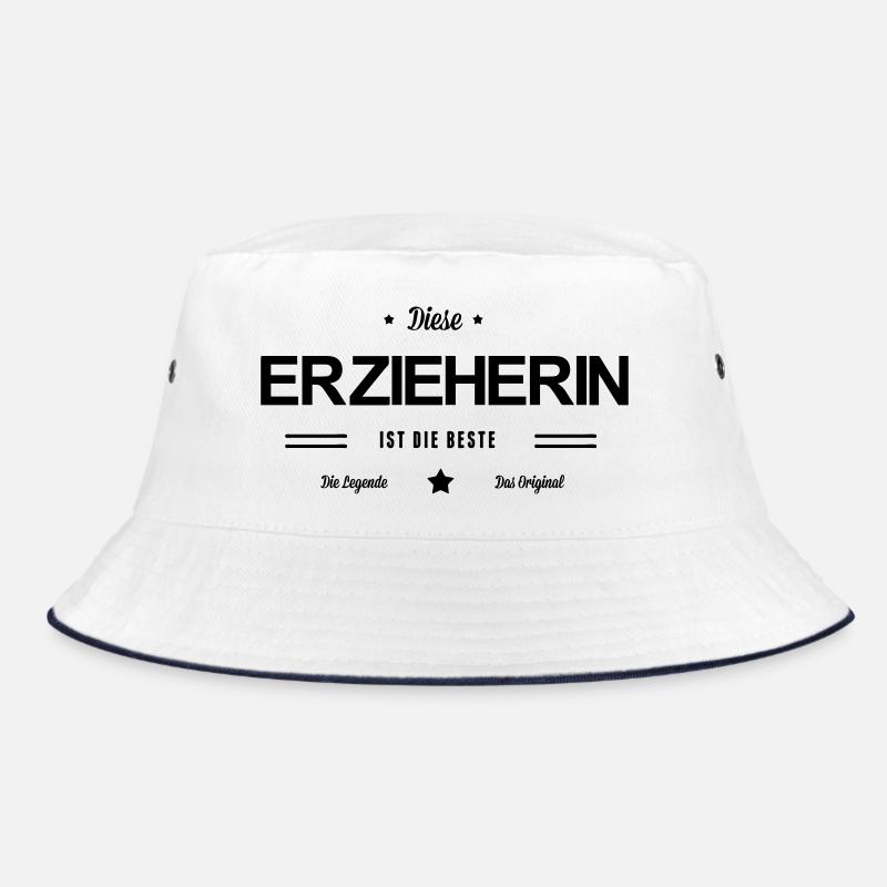 Beste Erzieherin - Bucket Hat - Weiß/Navy