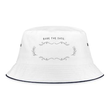 SAVE THE DATE | leeres Feld zum Beschriften - Bucket Hat - Weiß/Navy - Vorne