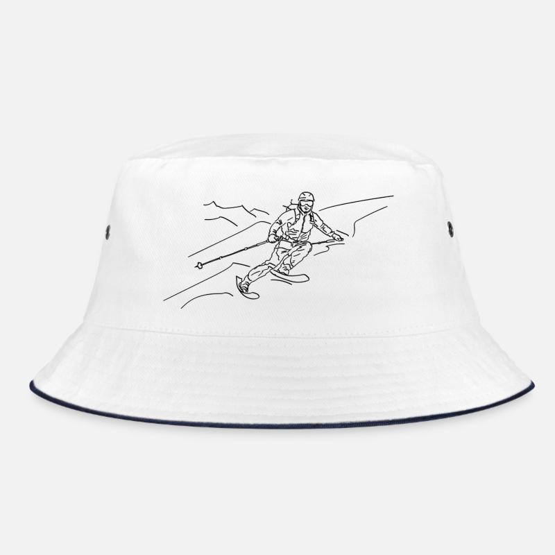 Downhill schwarz outline - Bucket Hat - Weiß/Navy