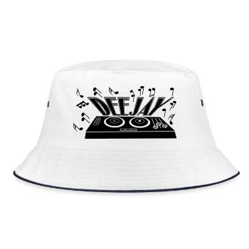 Deejay with turntable and tones - Bucket Hat - white/navy - Front