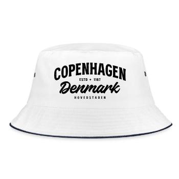 Copenhagen Denmark – Vintage City Design - Bucket Hat - white/navy - Front