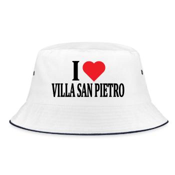 T-Shirt Ich liebe Villa San Pietro T-Shirt Sardinien - Bucket Hat - Weiß/Navy - Vorne