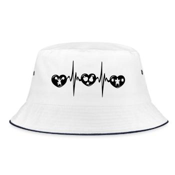 Strength training, healthy diet, cardio - Bucket Hat - white/navy - Front