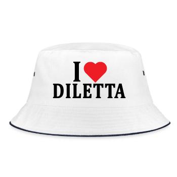 T-Shirt Ich liebe Diletta T-Shirt Geschenkidee - Bucket Hat - Weiß/Navy - Vorne