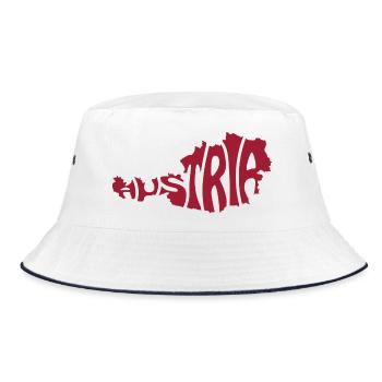 Österreich Karte Typografie - Bucket Hat - Weiß/Navy - Vorne