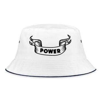 Banner text with the word power 'POWER' - Bucket Hat - white/navy - Front