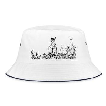 Horses T-shirt Gift Rider - Bucket Hat - white/navy - Front