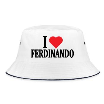 T-Shirt Ich liebe Ferdinando T-Shirt Geschenkidee - Bucket Hat - Weiß/Navy - Vorne