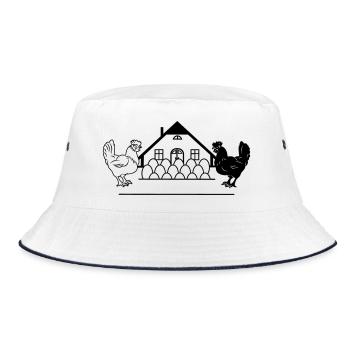 Dark and light chicken monogram logo - Bucket Hat - white/navy - Front