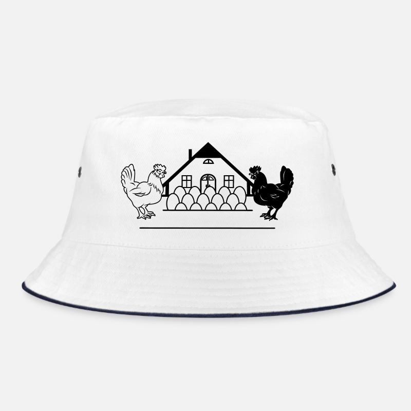 Dunkles und helles Hühnermonogramm-Logo Bucket Hat