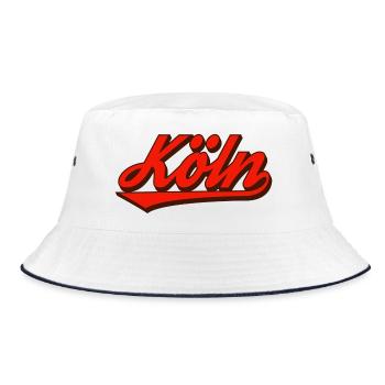 Cologne Retro Script Logo Red - Bucket Hat - white/navy - Front