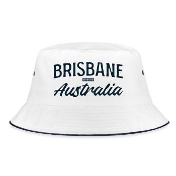 Brisbane Australia Script - Bucket Hat - white/navy - Front