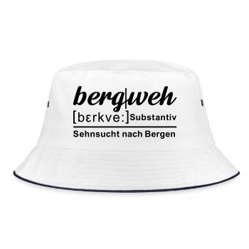 bergweh - Definition wie im Duden - Bucket Hat - Weiß/Navy - Vorne