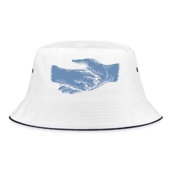 Dog and Master - Hand and Paw Silhouette - Bucket Hat - white/navy - Front