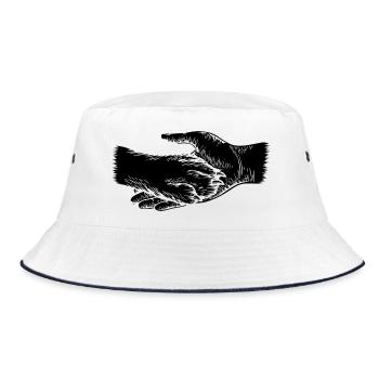 Dog and Master - Hand and Paw Silhouette - Bucket Hat - white/navy - Front